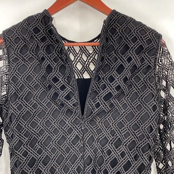 Anne Fontaine Eyelet Blouse Womens Size 38 US 4-6‎ Black 3/4 Sleeve Cutout Top - Picture 7 of 12